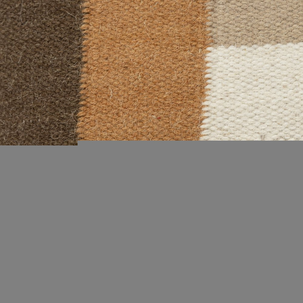 24" Brown Off White And Orange Geometric Wool Blend Throw Pillow Cover