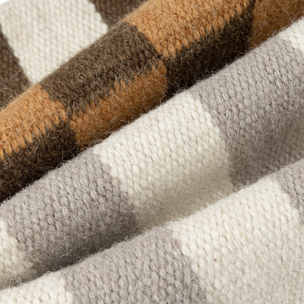 24" Gray And Beige Geometric Wool Blend Throw Pillow Cover