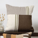 24" Brown And Gray Geometric Wool Blend Throw Pillow Cover