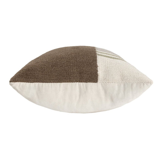 24" Brown And Gray Geometric Wool Blend Throw Pillow Cover