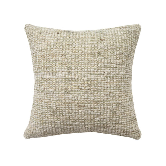22" Ivory And Green Striped Wool Blend Throw Pillow Cover