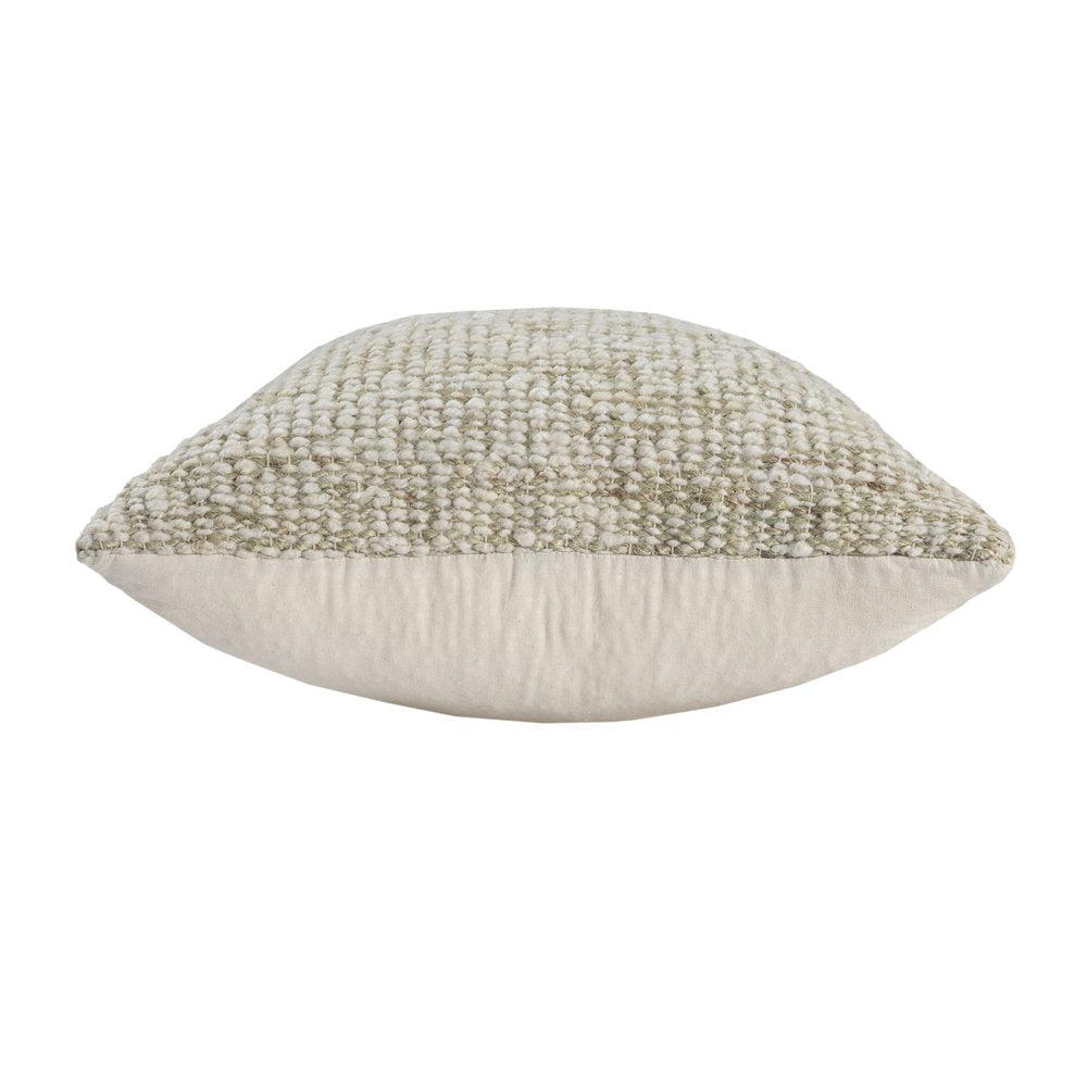 22" Ivory And Green Striped Wool Blend Throw Pillow Cover