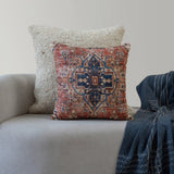 18" Rust And Navy Blue Medallion Throw Pillow Cover