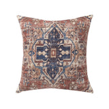 18" Navy Blue And Rust Medallion Throw Pillow Cover