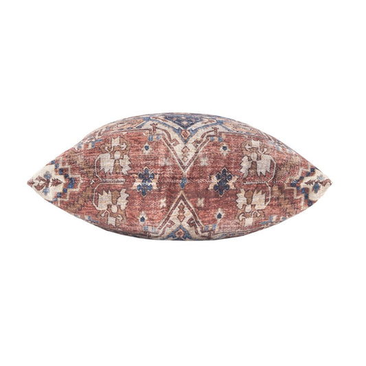 18" Rust And Navy Blue Medallion Throw Pillow Cover