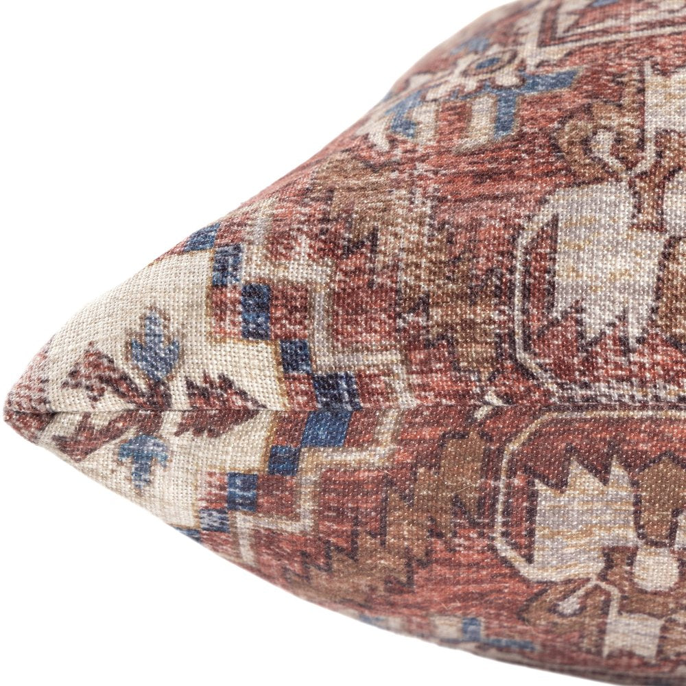 18" Rust And Navy Blue Medallion Throw Pillow Cover