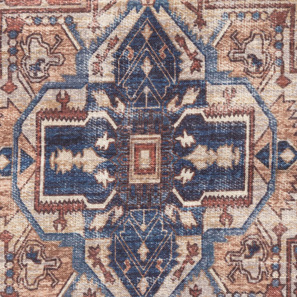 18" Rust And Navy Blue Medallion Throw Pillow Cover