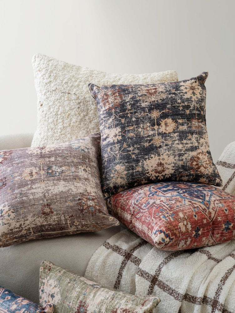 18" Rust And Navy Blue Medallion Throw Pillow Cover