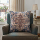 18" Navy Blue And Rust Medallion Throw Pillow Cover