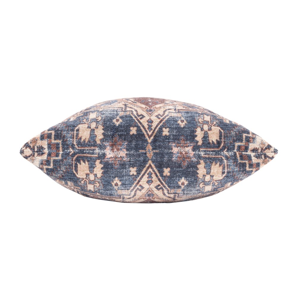 18" Navy Blue And Rust Medallion Throw Pillow Cover