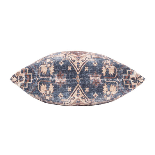 18" Navy Blue And Rust Medallion Throw Pillow Cover