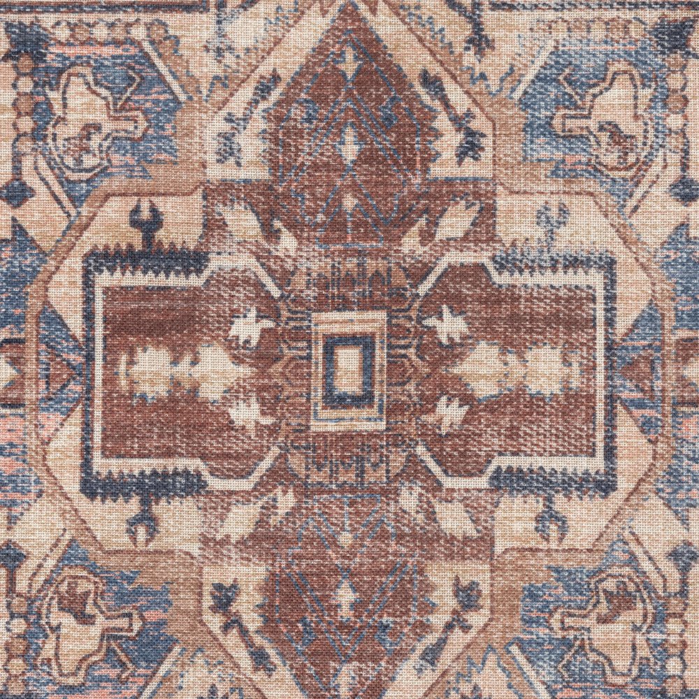 18" Navy Blue And Rust Medallion Throw Pillow Cover