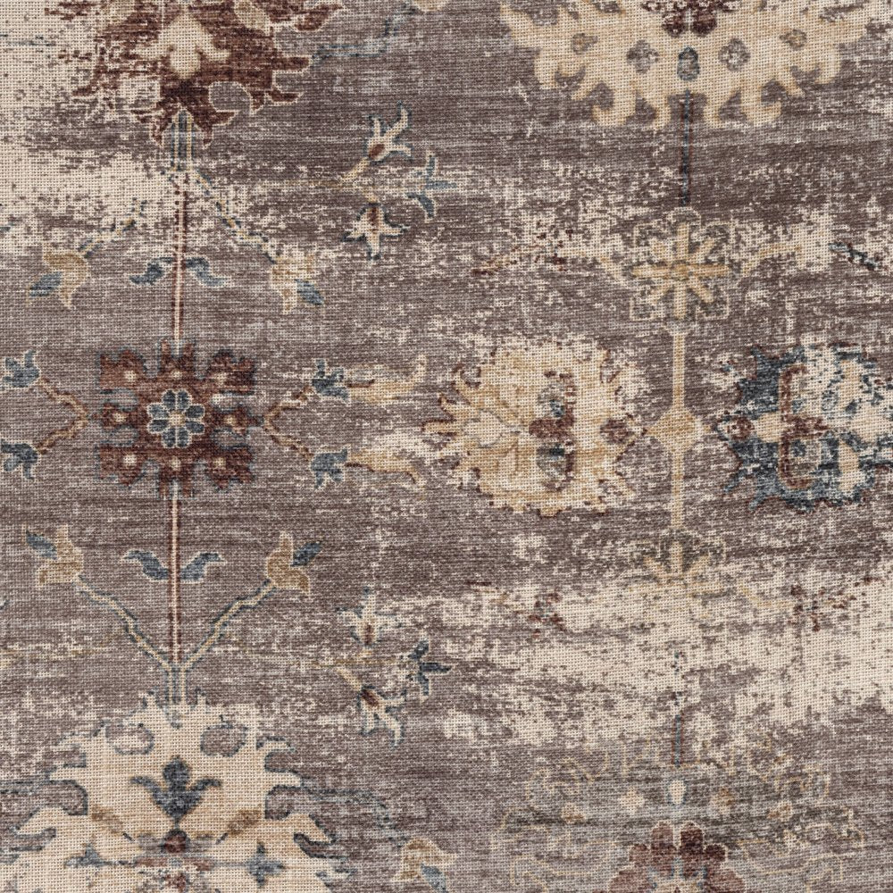 18" Taupe And Ivory Floral Throw Pillow Cover