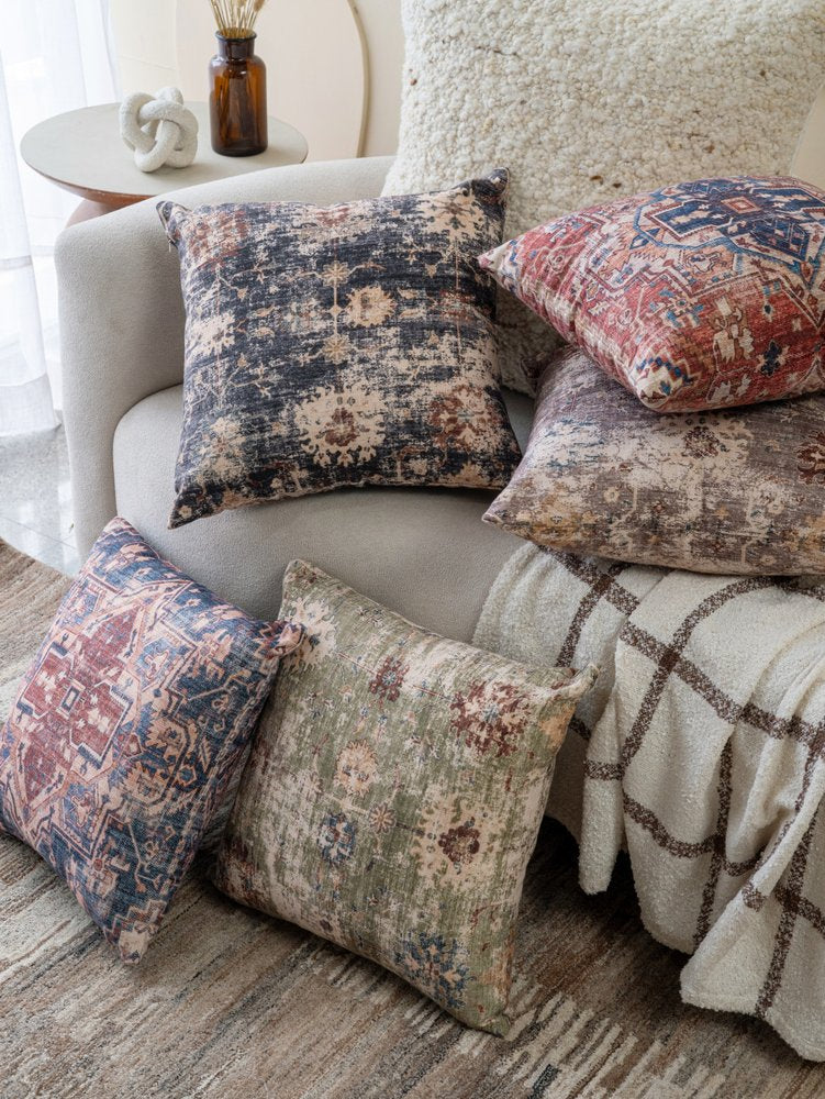 18" Taupe And Ivory Floral Throw Pillow Cover