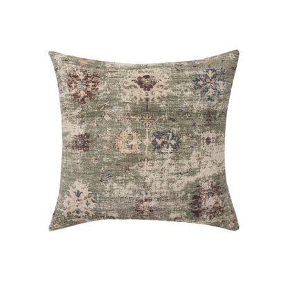 18" Beige And Green Floral Throw Pillow Cover