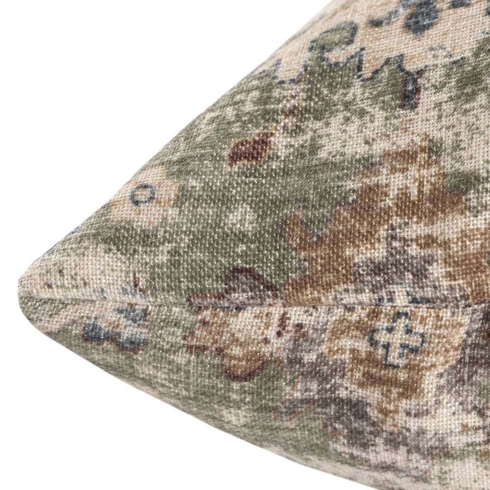 18" Sage And Green Floral Throw Pillow Cover