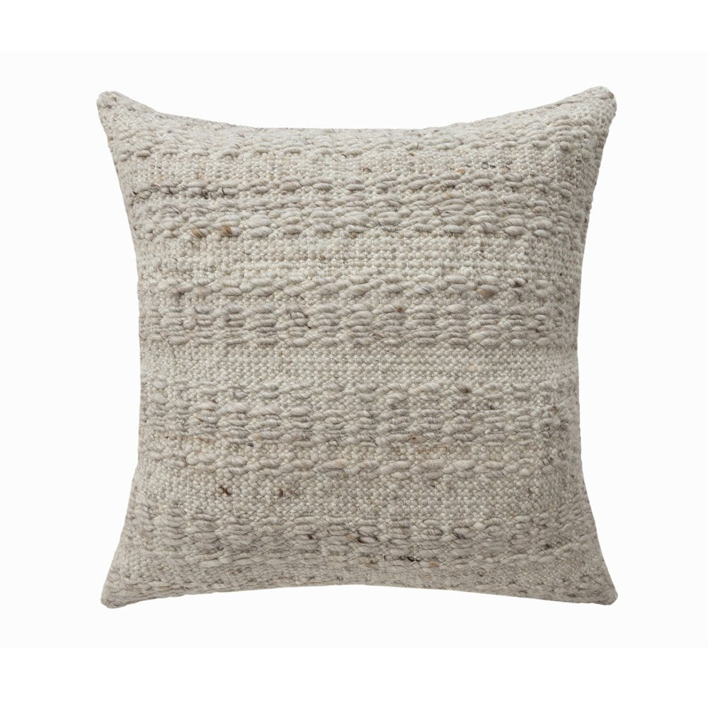 24" Beige Wool Throw Pillow Cover