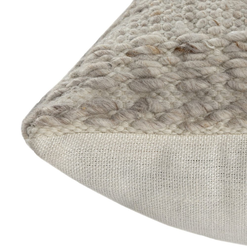 24" Beige Wool Throw Pillow Cover