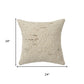 24" Ivory And Beige Wool Throw Pillow Cover