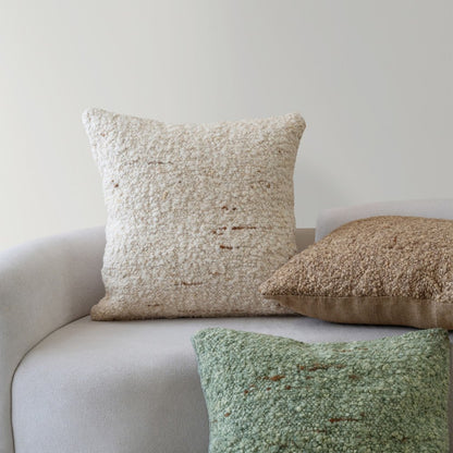 24" Ivory And Beige Wool Throw Pillow Cover