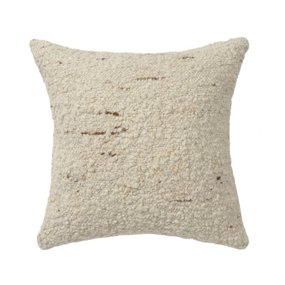 24" Ivory And Beige Wool Throw Pillow Cover