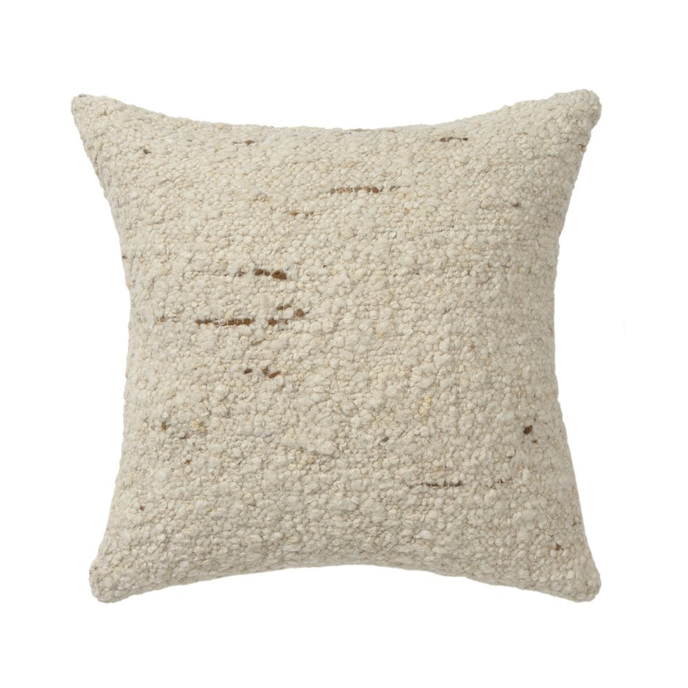 24" Ivory And Beige Wool Throw Pillow Cover