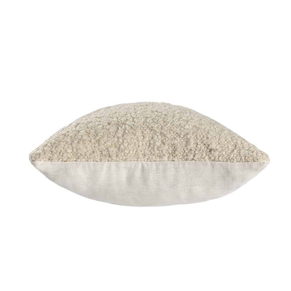 24" Ivory And Beige Wool Throw Pillow Cover