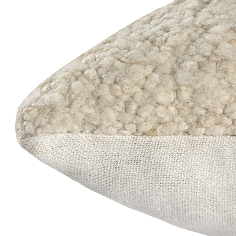 24" Ivory And Beige Wool Throw Pillow Cover