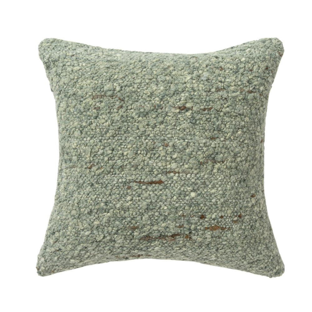 24" Green Wool Throw Pillow Cover