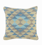 18" Yellow Blue And Gray Geometric Cotton Throw Pillow Cover