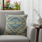 18" Yellow Blue And Gray Geometric Cotton Throw Pillow Cover