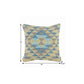 18" Yellow Blue And Gray Geometric Cotton Throw Pillow Cover