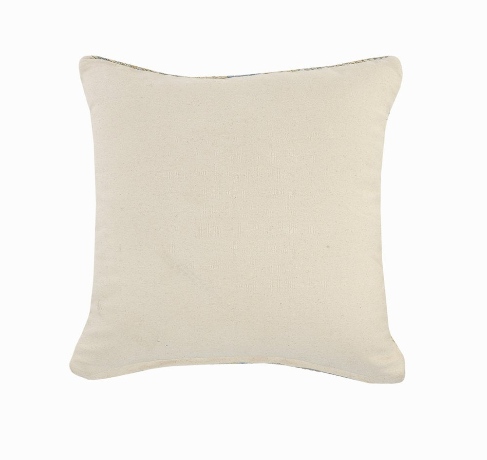 18" Blue And Gray Striped Cotton Throw Pillow Cover