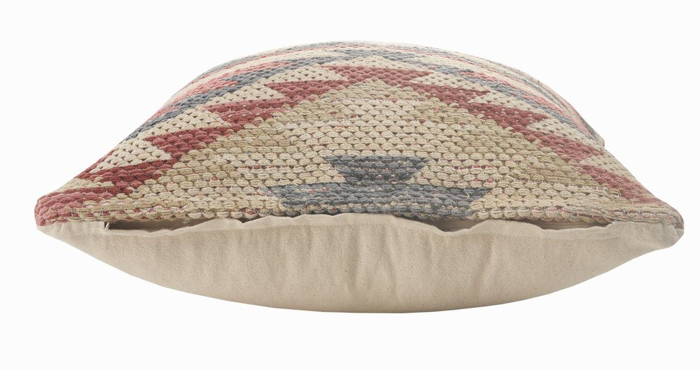 18" Pink And Gray Geometric Cotton Throw Pillow Cover