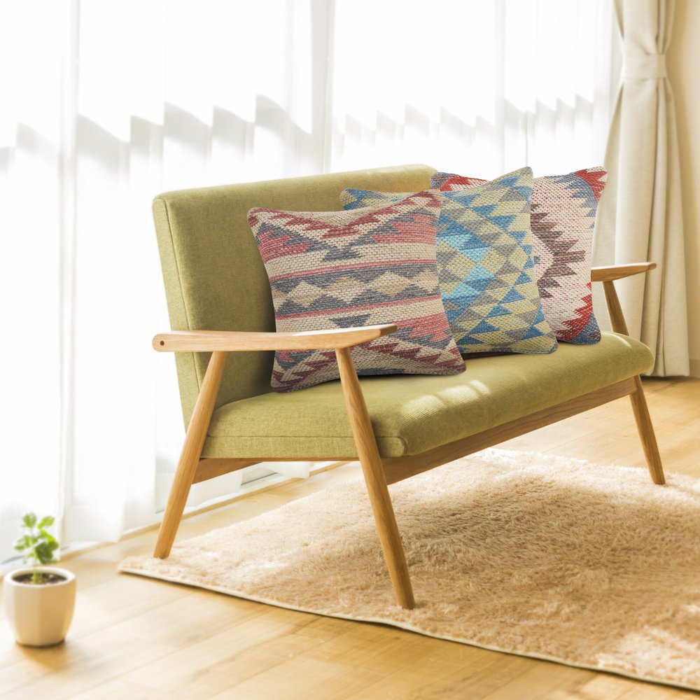 18" Pink And Gray Geometric Cotton Throw Pillow Cover