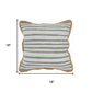 18" Gray And Off White Striped Cotton Blend Throw Pillow Cover