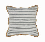 18" Gray And White Beach Striped Cotton Blend Throw Pillow Cover with Texture