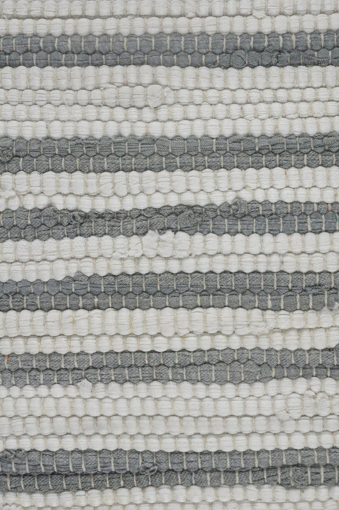 18" Gray And White Beach Striped Cotton Blend Throw Pillow Cover with Texture