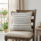 18" Gray And White Beach Striped Cotton Blend Throw Pillow Cover with Texture