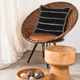 18" Black And White Beach Striped Cotton Blend Throw Pillow Cover with Embroidery And Texture