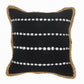 18" Black And White Beach Striped Cotton Blend Throw Pillow Cover with Embroidery And Texture