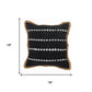 18" Black And White Beach Striped Cotton Blend Throw Pillow Cover with Embroidery And Texture