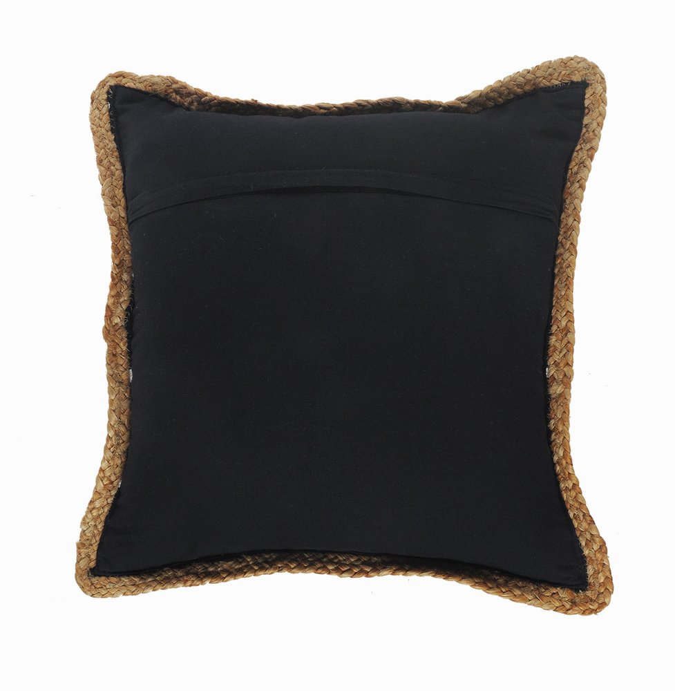 18" Black And White Beach Striped Cotton Blend Throw Pillow Cover with Embroidery And Texture