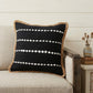 18" Black And White Beach Striped Cotton Blend Throw Pillow Cover with Embroidery And Texture