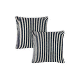 Set of Two 22" Blue And White Striped Cotton Throw Pillow Covers