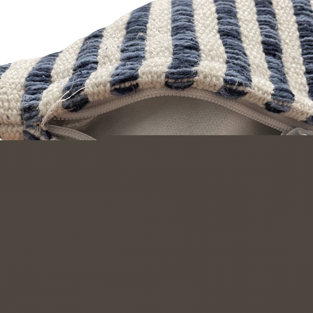 Set of Two 22" Blue And White Striped Cotton Throw Pillow Covers
