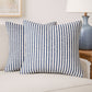 Set of Two 22" Blue And White Striped Cotton Throw Pillow Covers