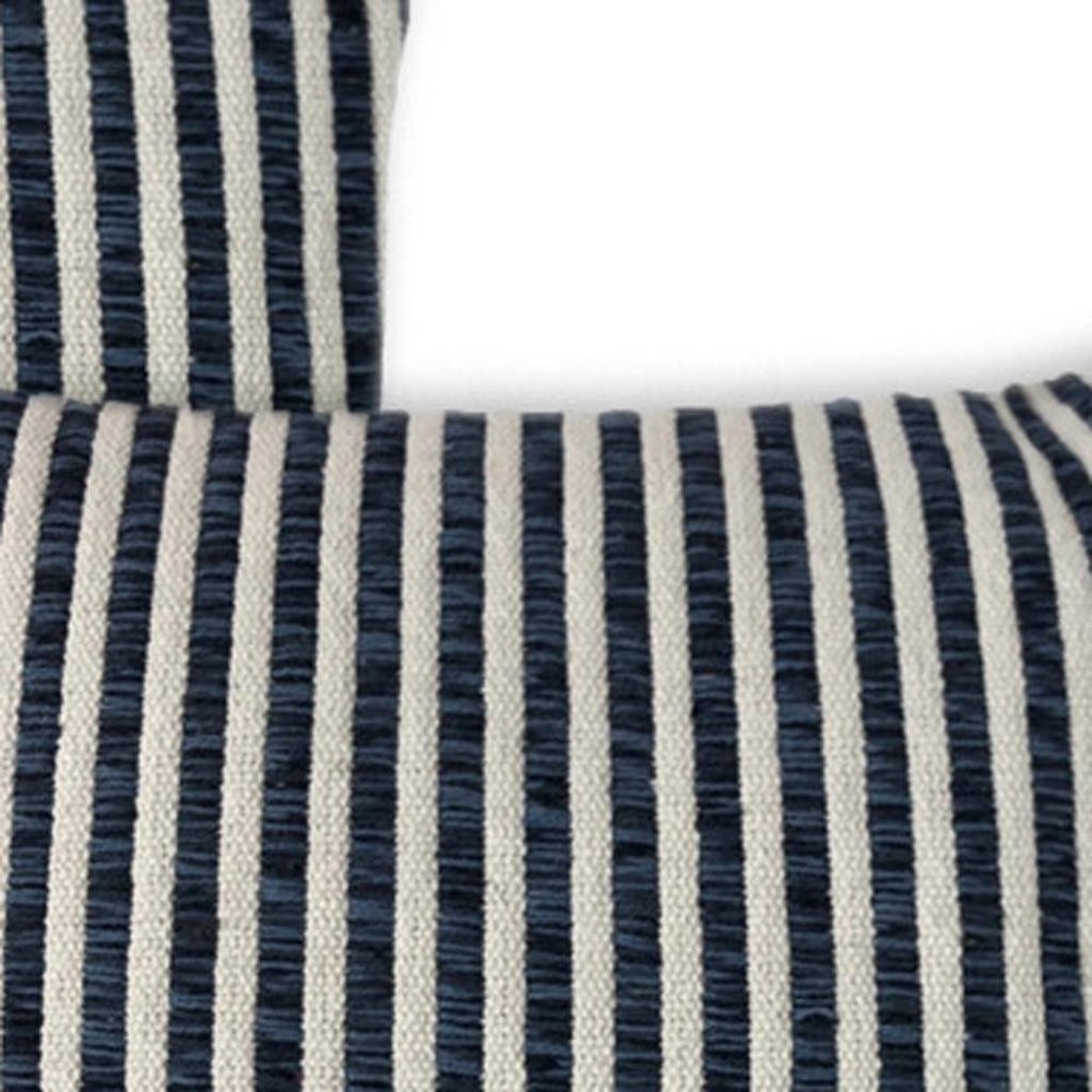 Set of Two 22" Blue And White Striped Cotton Throw Pillow Covers