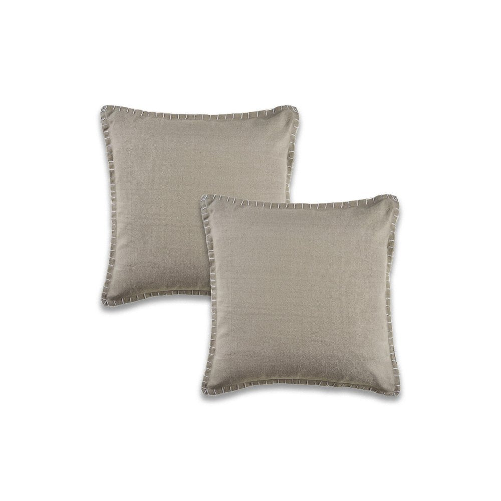 Set of Two 22" Gray Cotton Throw Pillow Covers