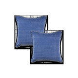 Set of Two 22" Blue Cotton Throw Pillow Covers